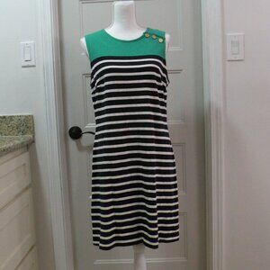 LandsEnd_M (10-12)_used_green with navy and white stripes